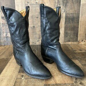 Tony Lama Vintage Classic Black Western Cowboy Boots Mens 10 D